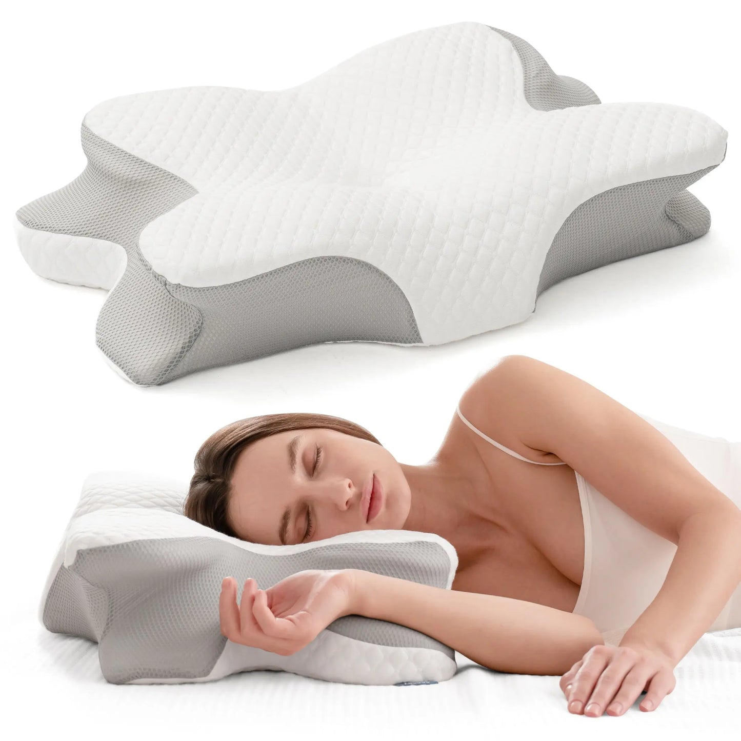 Alcedo Memory Foam Neck Pillow – Contour Ergonomic Pillow for Better Neck Support & Comfortable Sleep
