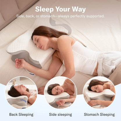 Alcedo Memory Foam Neck Pillow – Contour Ergonomic Pillow for Better Neck Support & Comfortable Sleep
