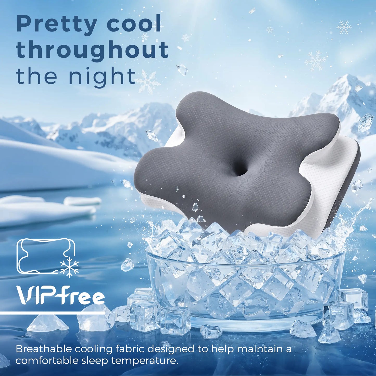 Premium Cooling Memory Foam Pillow – Ergonomic Neck Support Pillow Designed for All Sleep Positions