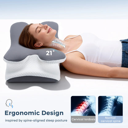 Premium Cooling Memory Foam Pillow – Ergonomic Neck Support Pillow Designed for All Sleep Positions