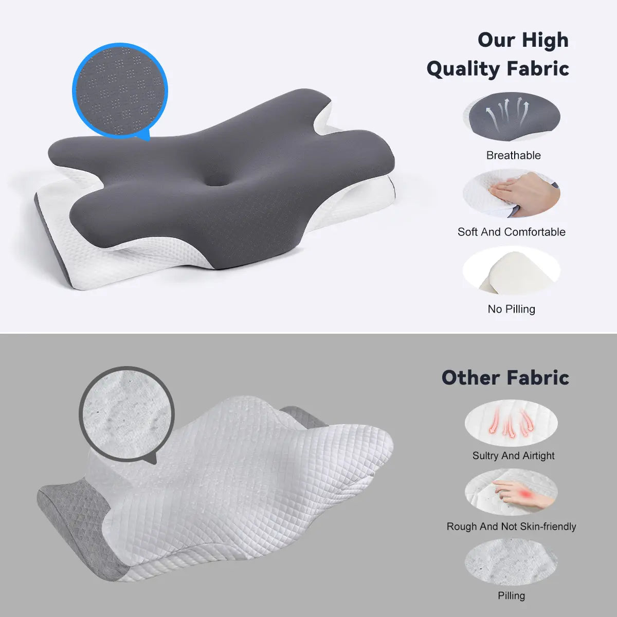 Premium Cooling Memory Foam Pillow – Ergonomic Neck Support Pillow Designed for All Sleep Positions